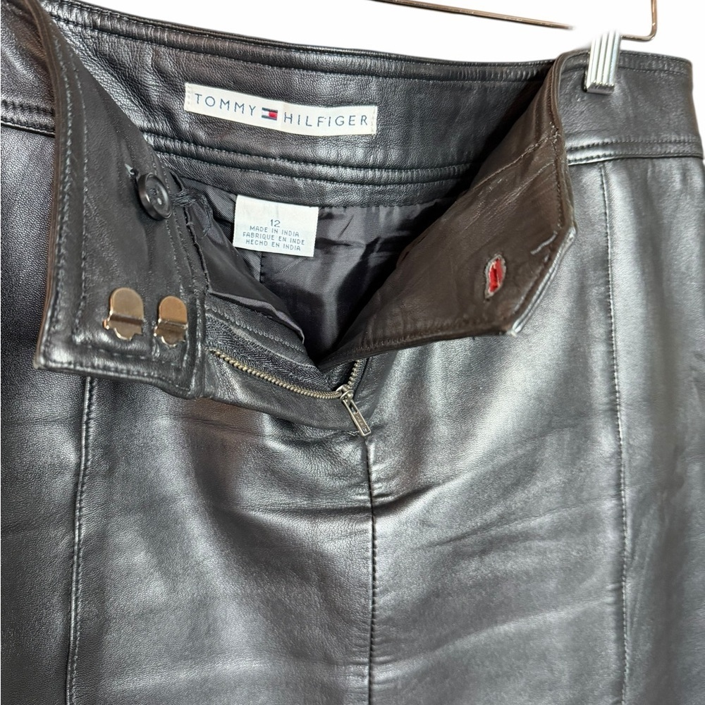 Tommy Hilfiger Black buttery soft Leather fully lined Pencil Skirt size -12 - Picture 3 of 7